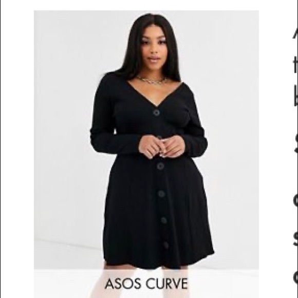 ASOS Curve Dresses & Skirts - Long sleeve button down mini dress
